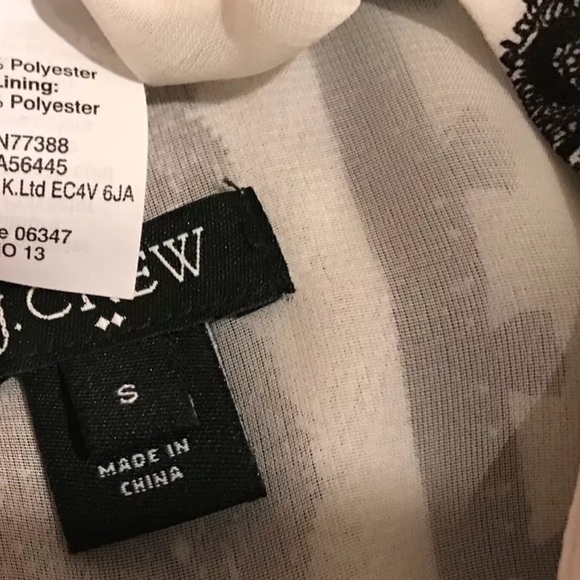 J.CREW Optical Lace Top Blouse Shirt Black White Printed Work Attire Classic - Picture 7 of 8